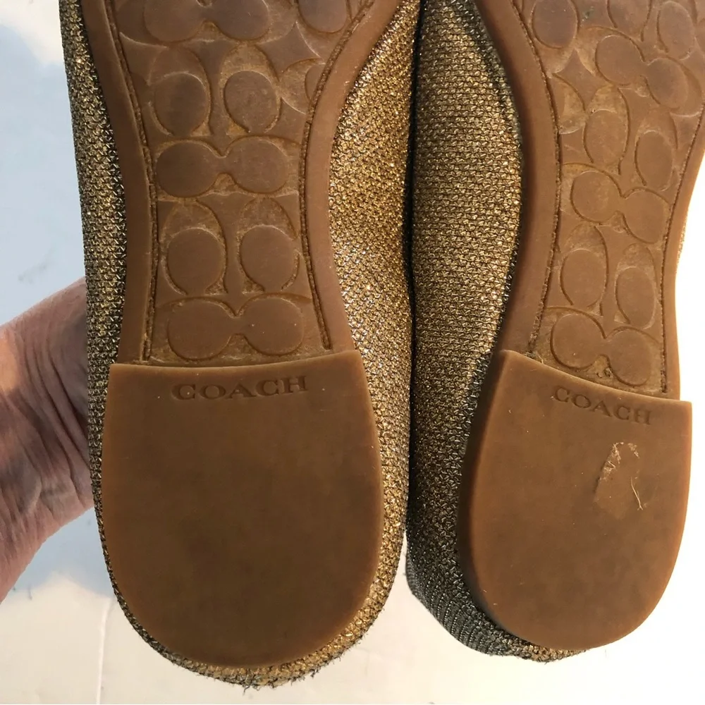 COACH Gold Ballet Flat SHOES 5.5B